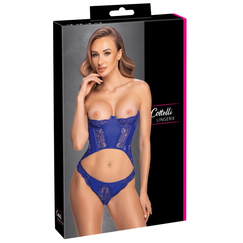 Conjunto de corsé bustier azul rey con tanga - Cottelli