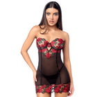 Babydoll sexy à armatures Mapalé broderie roses et string