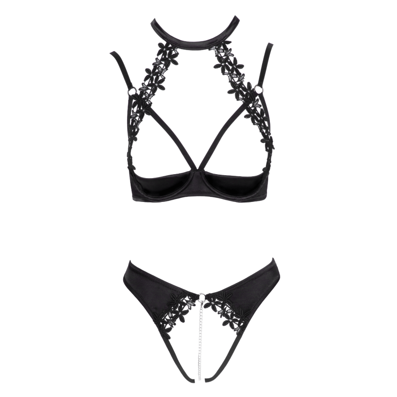 Soutien-gorge balconnet & string ouvert avec chaîne amovible - Cottelli