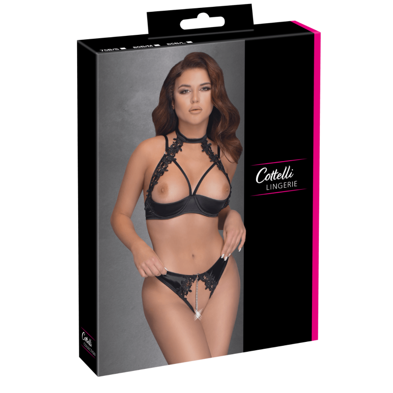 Soutien-gorge balconnet & string ouvert avec chaîne amovible - Cottelli