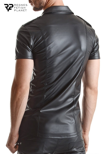 Camisa negra de manga corta efecto mojado Luca - Regnes