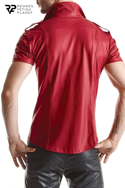 Camisa de manga corta wetlook roja Carlo - Regnes