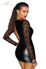 Mini robe wetlook et dentelle F253