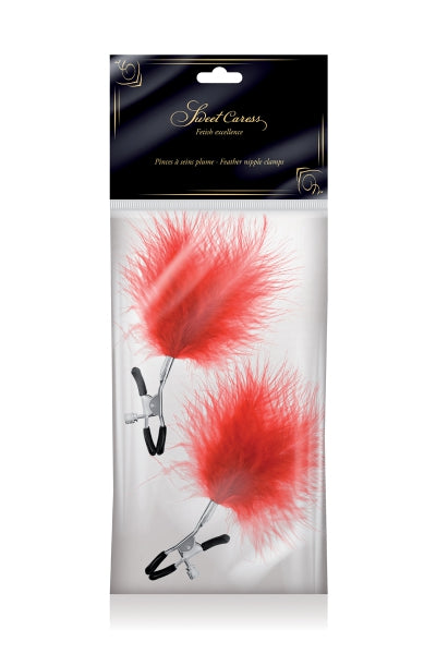 Pinzas de pezones con plumero rojo - Dulce Caricia