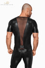 T-shirt wetlook et filet H056