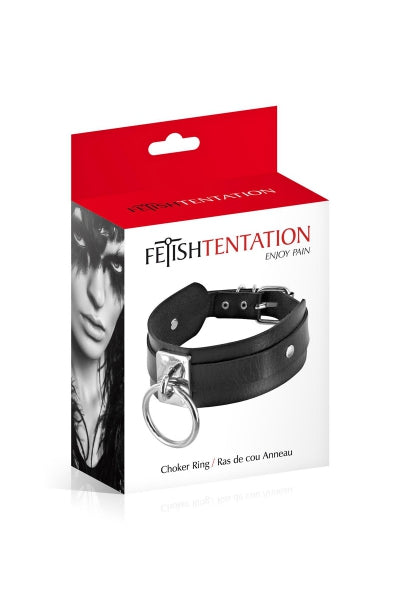 Collar BDSM ancho con anilla - Fetish Tentation