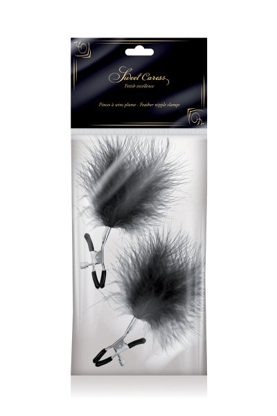 Pinzas para pezones de plumas negras - Sweet Caress