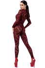 Combinaison en tulle floqué Kink Royal F382 - Noir Handmade - Eveil Secret