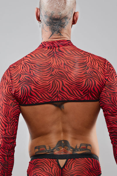 Crop top tulle zébré rouge et noir - Regnes - Eveil Secret