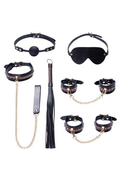 Conjunto de 7 piezas Fetish SM negro - Bad Kitty