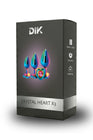 3 plugs coeur Crystal Heart métal arc-en-ciel - DIK