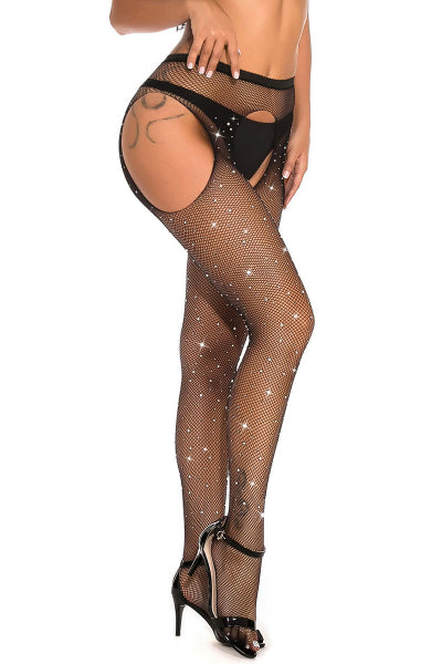 Collants ouverts strass noir - J Lingerie
