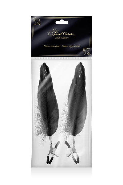 Pinzas de pezones de pluma negra - Sweet Caress