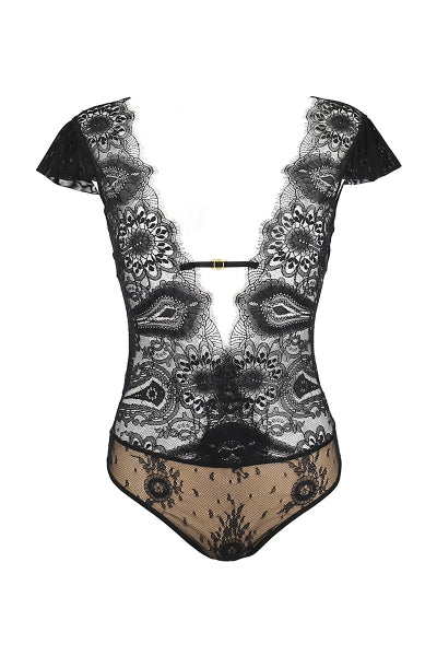 Body de tul y encaje negro V-9900 - Axami
