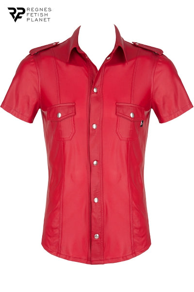Camisa de manga corta wetlook roja Carlo - Regnes