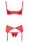 Ensemble lingerie 3 pièces ouvert rouge - Cottelli Lingerie