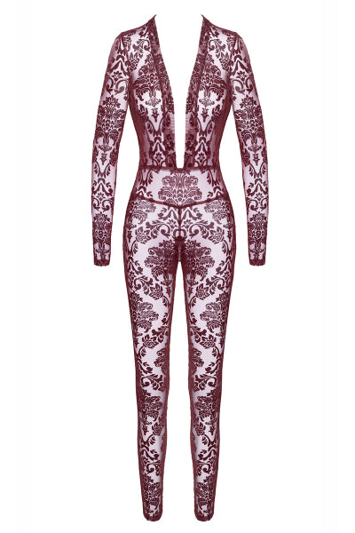 Combinaison en tulle floqué Kink Royal F382 - Noir Handmade - Eveil Secret