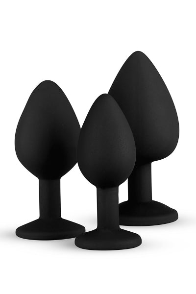 Kit de entrenamiento de 3 plugs anales negros - Easy Toys