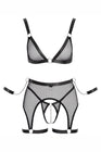 Ensemble Fetish noir en dentelle - Cotelli Bondage