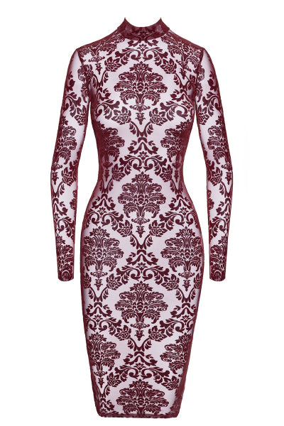 Vestido tubo de tul flocado Kink Royal F384 - Noir Handmade