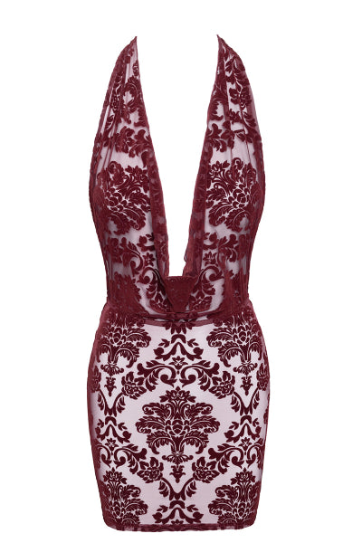 Minivestido sin espalda de tul flocado Kink Royal F385 - Noir Handmade