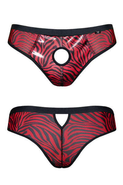 Tanga brasileño abierto a rayas rojas y negras - Regnes