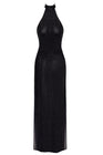 Robe longue en maille pailletée Onyx F372 - Noir Handmade