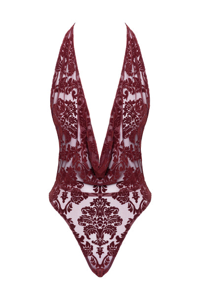 Body de tul flocado Kink Royal F386 - Noir Handmade