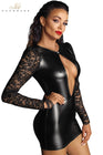 Mini robe wetlook et dentelle F253