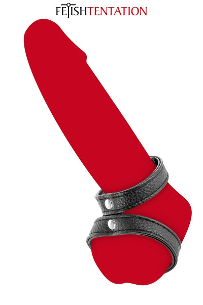 Doble aro para pene de cuero sintético - Fetish Tentation