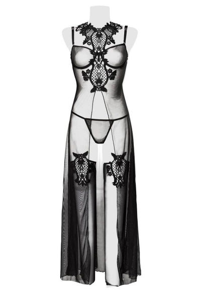 Set déshabillé tulle et dentelle 2 pièces - Grey Velvet - Eveil Secret