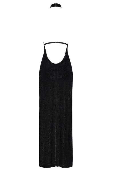 Vestido largo de malla brillante Onyx F372 - Negro Hecho a mano