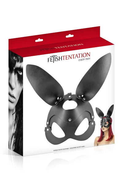 Máscara de conejo de imitación de cuero ajustable - Fetish Tentation