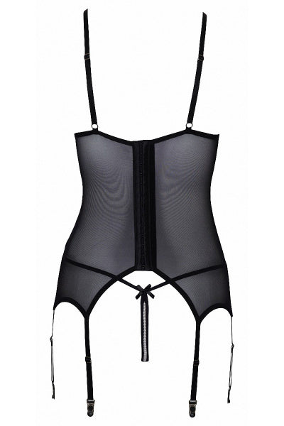 Guêpière sin pechos y tanga abierto de red y perlas - Cottelli Lingerie