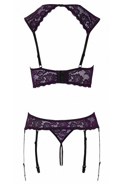 Conjunto de lencería abierta violeta - Cotelli Lencería