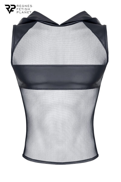 T-shirt à capuche wetlook et mesh - Regnes - Eveil Secret