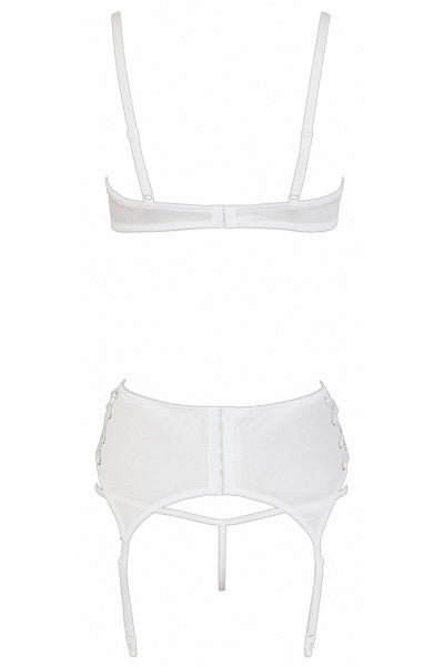 Conjunto de lencería de 3 piezas abierto blanco - Cottelli Lingerie