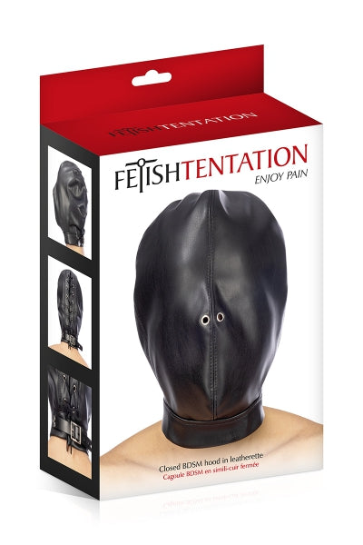 Pasamontañas BDSM cerrado de imitación de cuero - Fetish Tentation
