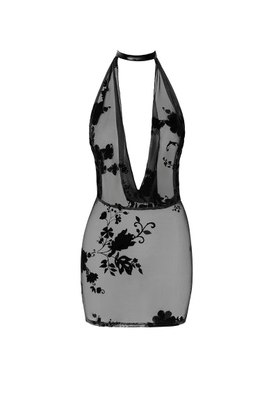 Minivestido sin espalda Mythos F313 de tul flocado