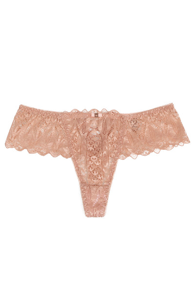 String dentelle dos lacé Rose - Litolu Lingerie - Eveil Secret