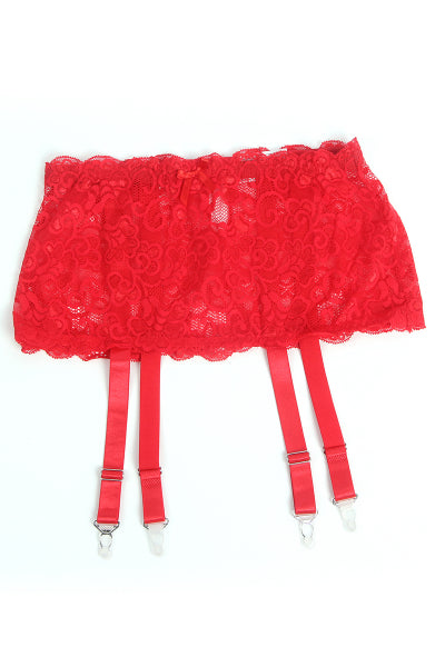 Porte-jarretelles dentelle large Rouge - Litolu Lingerie - Eveil Secret