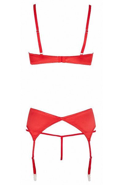 Conjunto de lencería de 3 piezas rojo abierto - Cottelli Lingerie