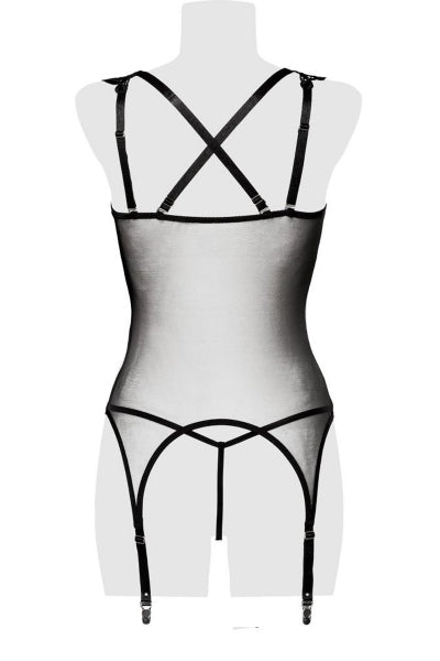 Guêpière de tul con escote de encaje - Grey Velvet