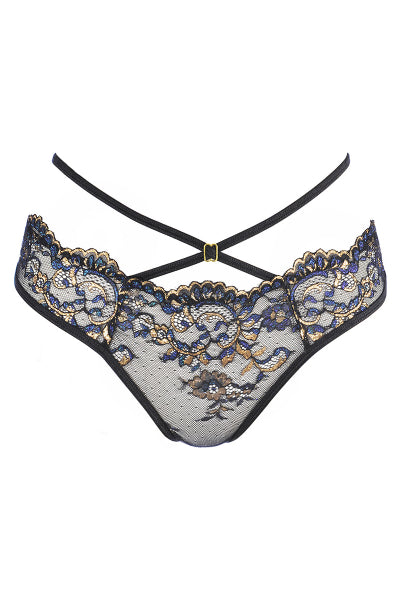 Tanga de encaje negro V-10368 - Axami