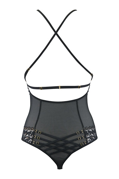 Body de encaje y tul negro V-10100 - Axami