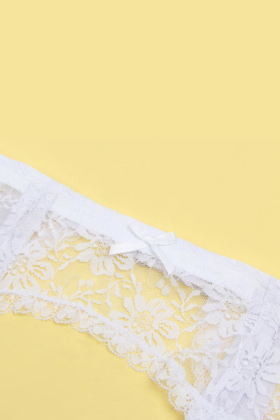 Porte-jarretelles et string Blanc - Litolu Lingerie - Eveil Secret