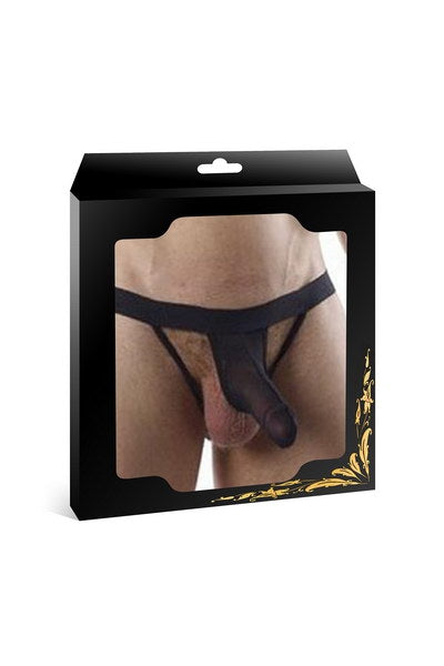 Tangas negros con bolsillo para pene