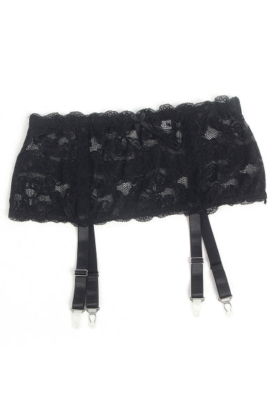 Porte-jarretelles dentelle large Noir - Litolu Lingerie - Eveil Secret
