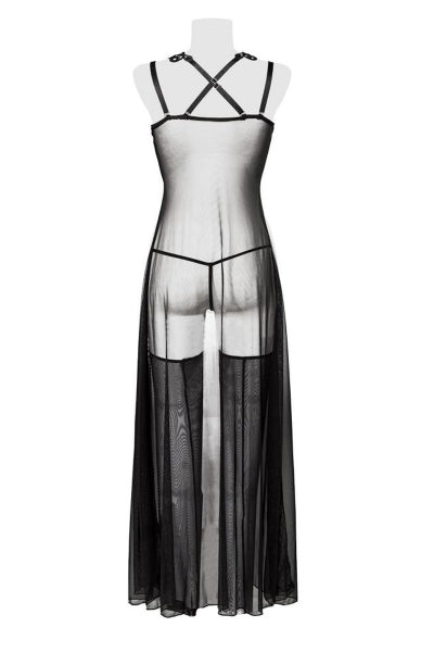 Set déshabillé tulle et dentelle 2 pièces - Grey Velvet - Eveil Secret