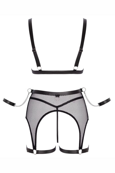 Conjunto Fetish negro de encaje - Cotelli Bondage